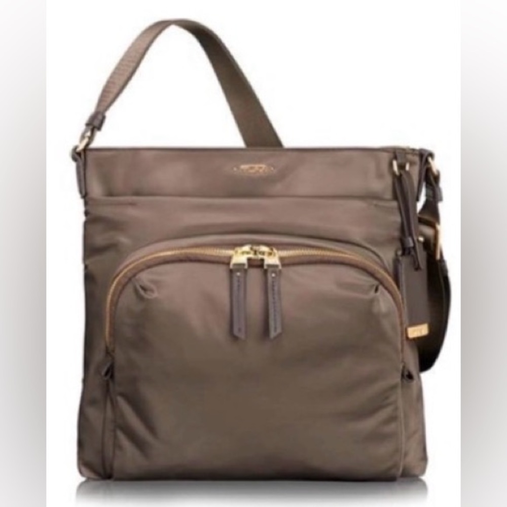 Tumi Crossbody neutral color versatile for everyday & travel EUC
